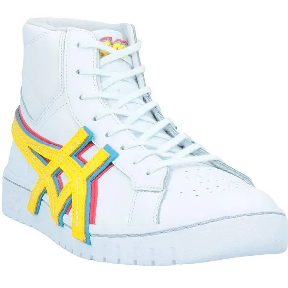 NWT Asics Atmos ‘ 3 Strand ‘ Gel PTG MT White Yellow Blue Mid Sneaker Leather
